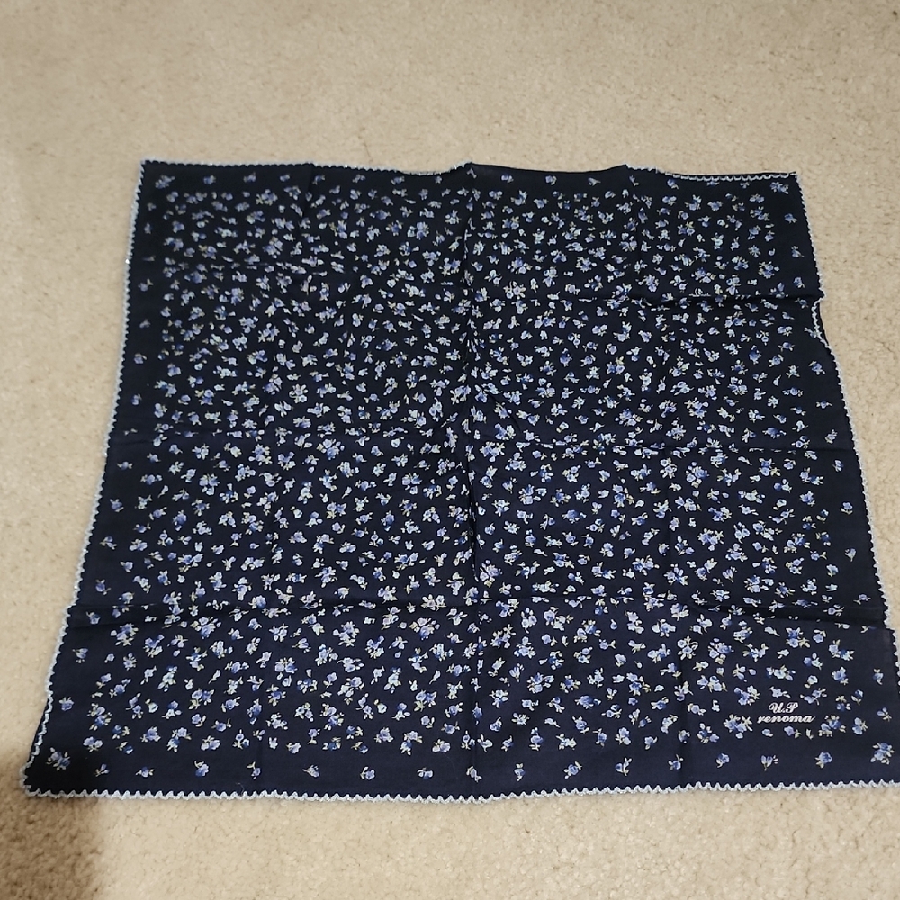 Floral Navy Blue Bandana Handkerchief